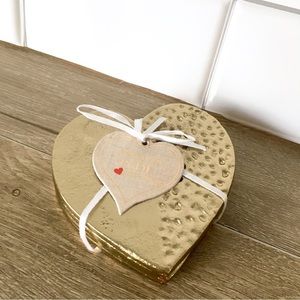 Heart Gold Bronze  Drink Coasters Set of 4 NWT